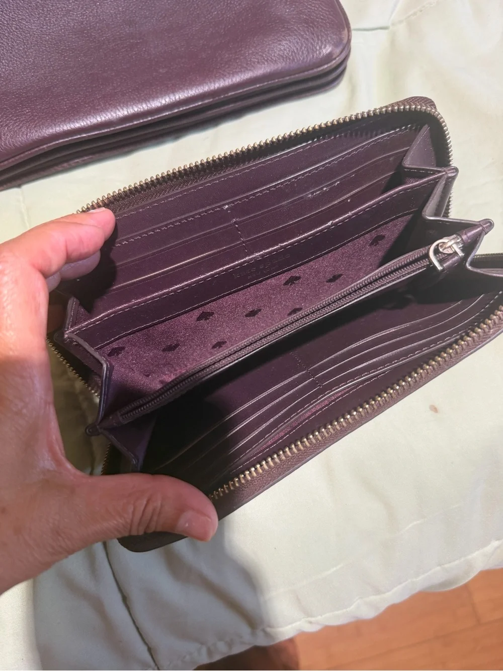 kate spade Pebbled Leather Shoulder Bag and Zip Wallet in Plum